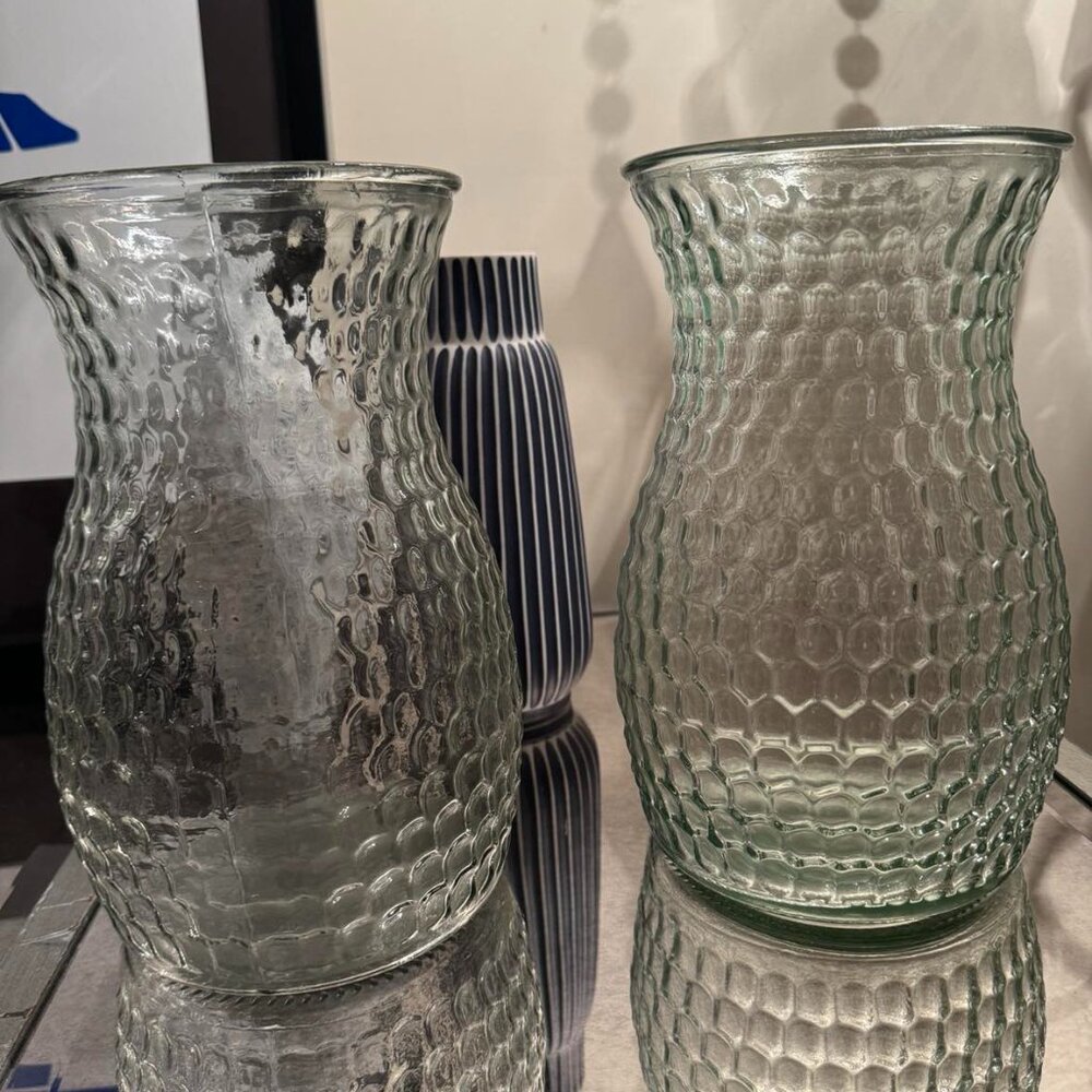 New Large Recycled Glass Vases 2 Two Beehive pattern
